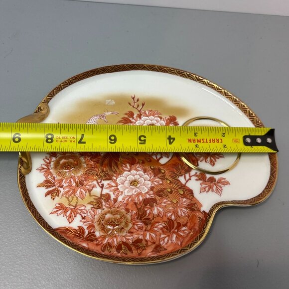 Vintage Japanese Imari Hand-Painted Porcelain Dish With Peacock & Floral Motif - Picture 9 of 11